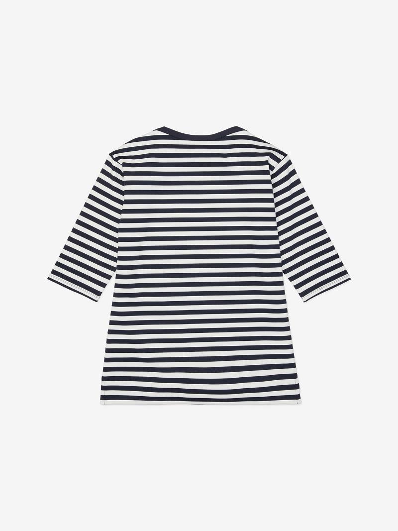 Női Tommy Hilfiger Essential Stripe Ponte Boatneck Tunic Felsők Fekete | HU 496AHK